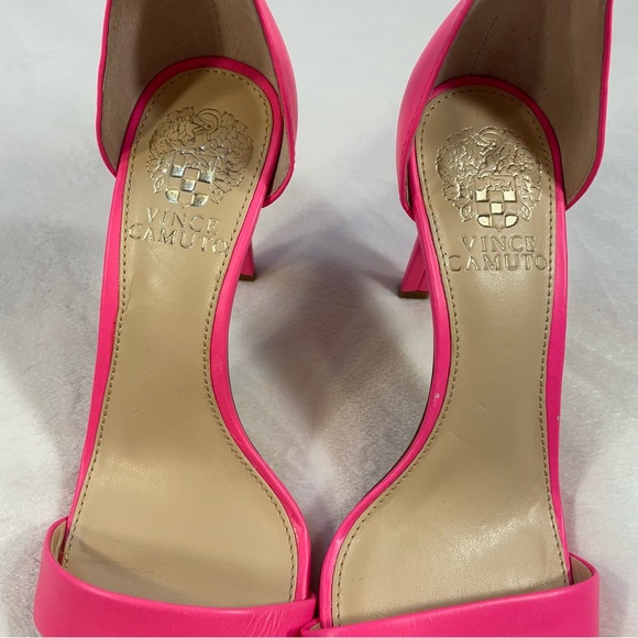 NWOB Vince Camuto Lauralie Hot Neon Pink 3.5” Ankle Strap Stilettos Size 6 - Picture 5 of 14